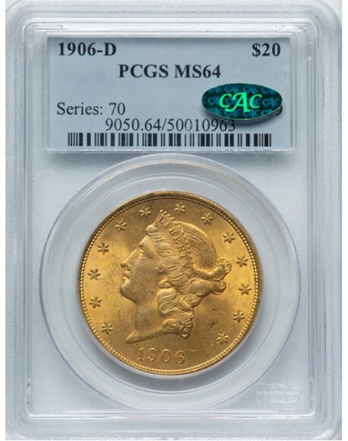 1906-D $20 Liberty Double Eagle MS64 1