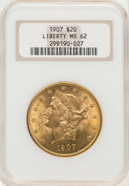 1907 $20 Liberty Double Eagle MS62 1