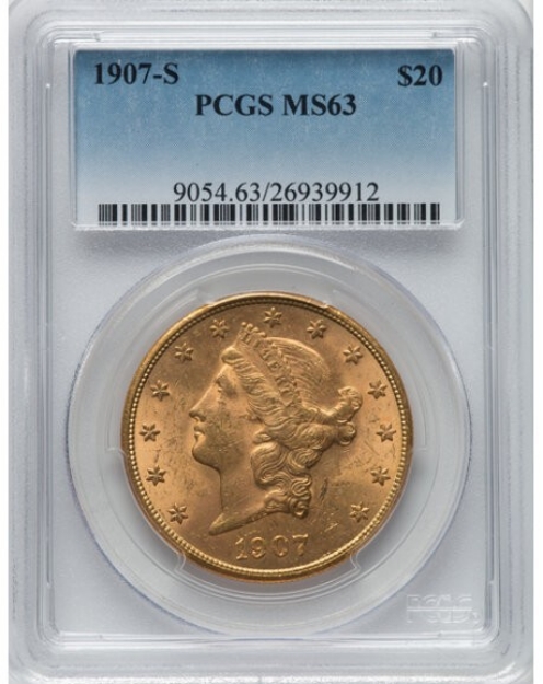 1907-S $20 Liberty Double Eagle MS63 1