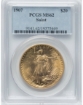 1907NM $20 St. Gaudens Double Eagle MS62 1