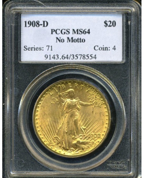 1908DNM $20 St. Gaudens Double Eagle MS64 1