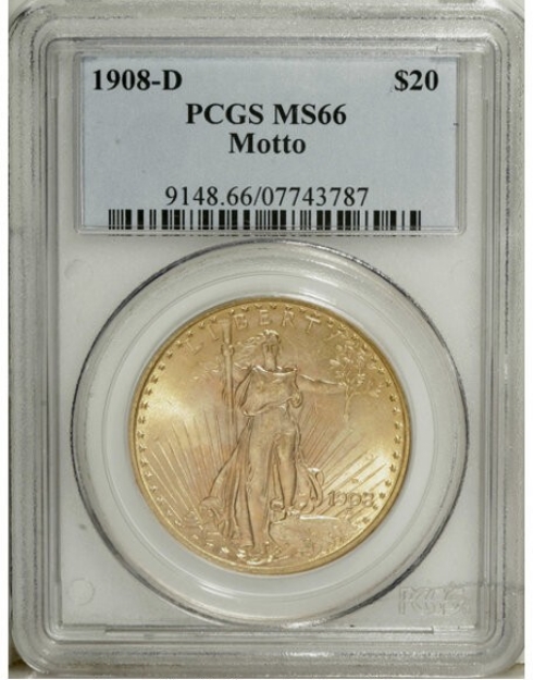 1908DWM $20 St. Gaudens Double Eagle MS64 1