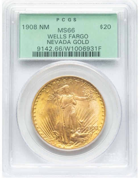 1908NMWF $20 St. Gaudens Double Eagle MS66 1