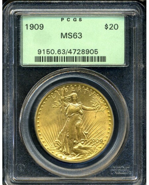 1909 $20 St. Gaudens Double Eagle MS63 1