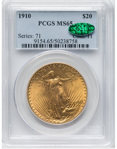 1910 $20 St. Gaudens Double Eagle MS65 1