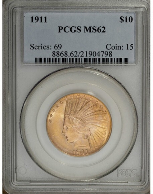1911 $10 Indian Head Eagle MS62 1