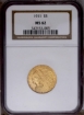 1911 $5 Indian Head Half Eagle MS62 1