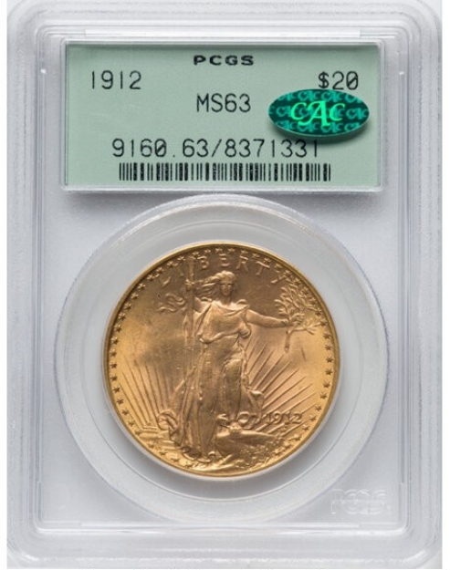 1912 $20 St. Gaudens Double Eagle MS63 1