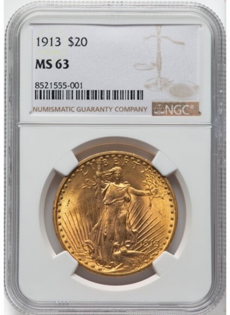 1913 $20 St. Gaudens Double Eagle MS63 1