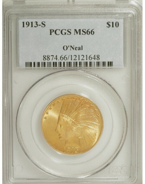 1913-S $10 Indian Head Eagle MS66 1