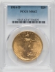 1914-D $20 St. Gaudens Double Eagle MS62 1