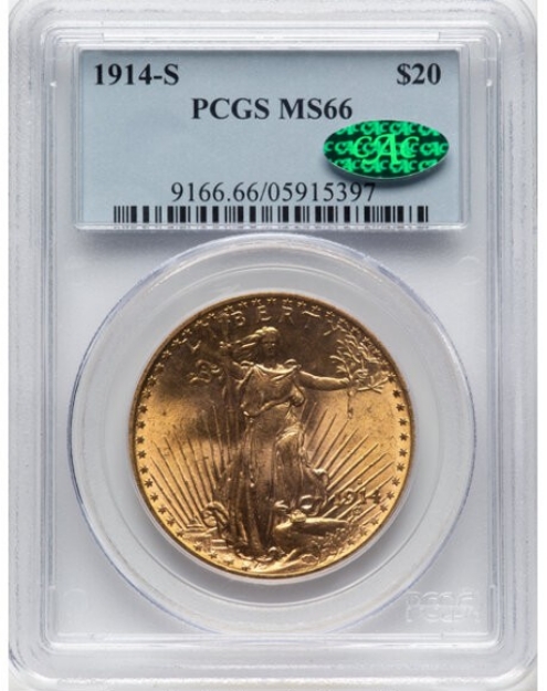 1914-S $20 St. Gaudens Double Eagle MS66 1