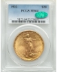 1922 $20 St. Gaudens Double Eagle MS64 1