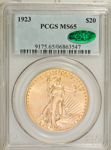 1923 $20 St. Gaudens Double Eagle MS65 1