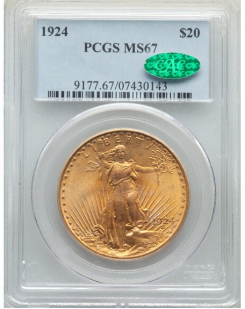 1924-P $20 St. Gaudens Double Eagle MS67 1