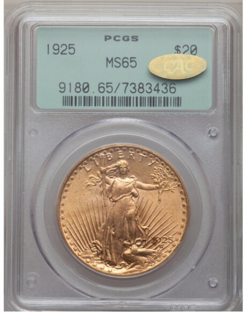 1925 $20 St. Gaudens Double Eagle MS65 1