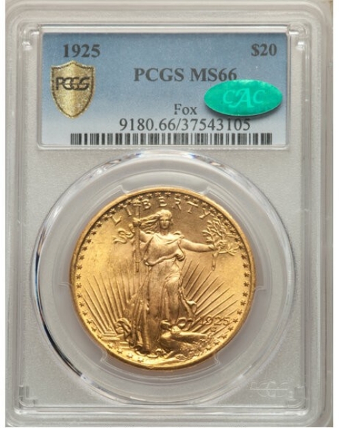 1925 $20 St. Gaudens Double Eagle MS66 1