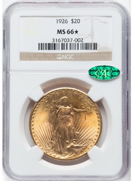 1926 $20 St. Gaudens Double Eagle MS66 1