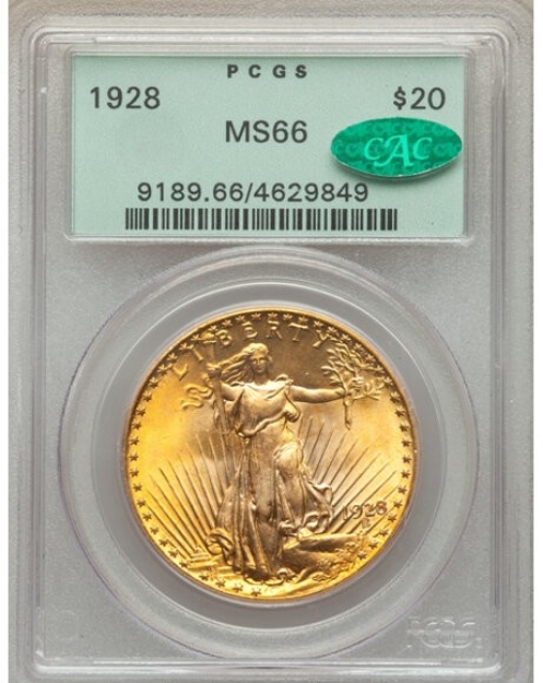 1928 $20 St. Gaudens Double Eagle MS66 1