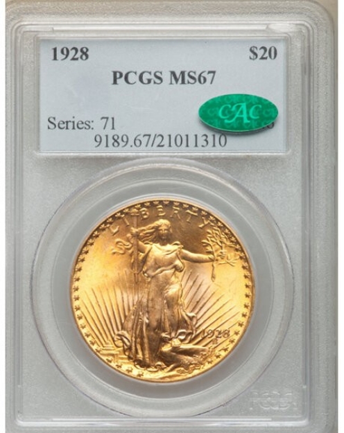 1928 $20 St. Gaudens Double Eagle MS67 1