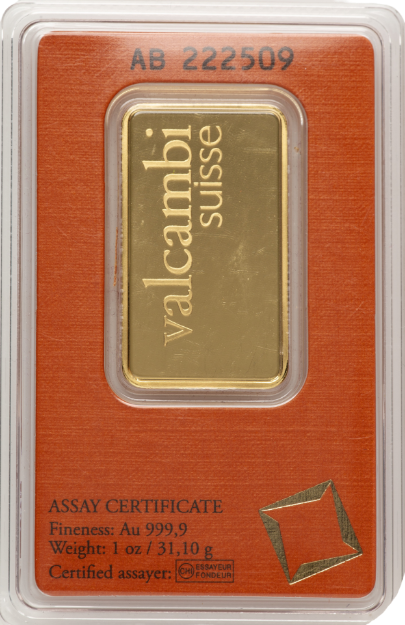 Picture of 1 oz Valcambi Suisse Gold Bar (With Assay)