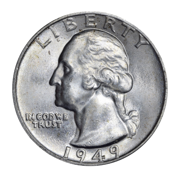 Picture of 90% Silver Quarters, Silver coins ($1 Face Value, Circulated, Varied Year)