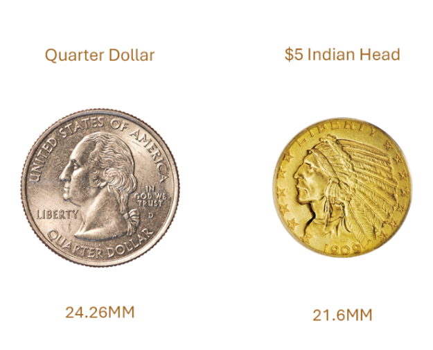 $5 Indian Head size reference