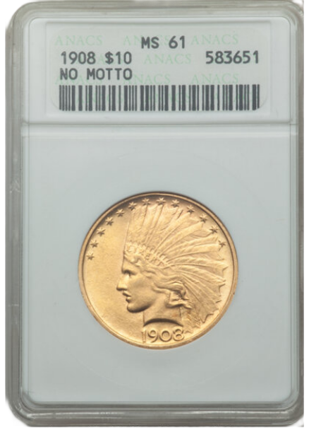 Picture of 1908NM $10 Indian Head Eagle MS61