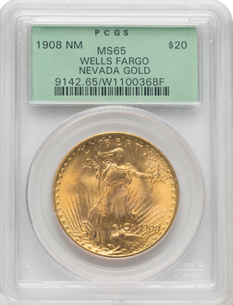 Picture of 1908NMWF $20 St. Gaudens Double Eagle MS65