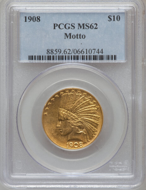 Picture of 1908WM $10 Indian Head Eagle MS62