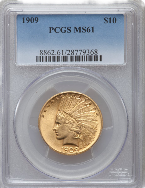 Picture of 1909 $10 Indian Head Eagle MS61