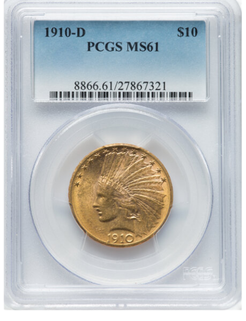 Picture of 1910D $10 Indian Head Eagle MS61