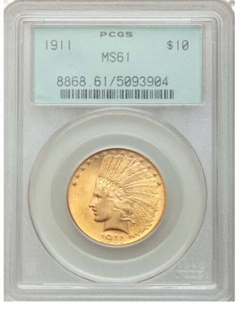 Picture of 1911 $10 Indian Head Eagle MS61