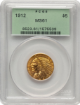 Picture of 1912 $5 Indian Head Half Eagle MS61