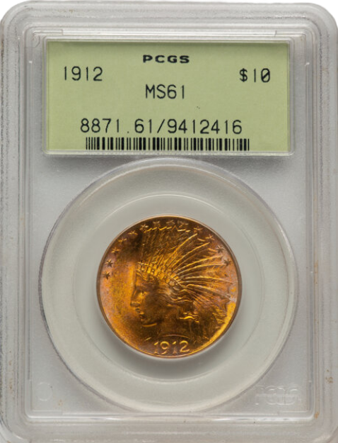 Picture of 1912 $10 Indian Head Eagle MS61
