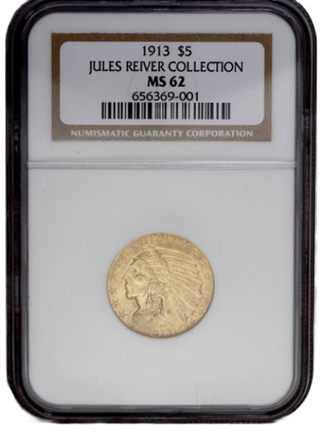 Picture of 1913 $5 Indian Head Half Eagle MS62