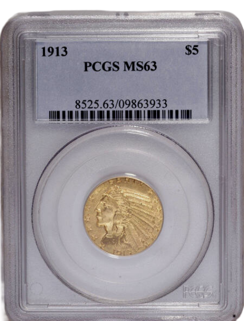 Picture of 1913 $5 Indian Head Half Eagle MS63