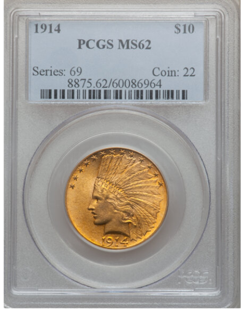 Picture of 1914 $5 Indian Head Half Eagle MS62