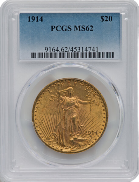 Picture of 1914 $20 St. Gaudens Double Eagle MS62