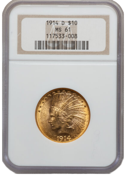 Picture of 1914D $10 Indian Head Eagle MS61