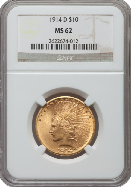 Picture of 1914D $10 Indian Head Eagle MS62