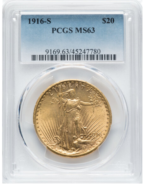 Picture of 1916S $20 St. Gaudens Double Eagle MS63