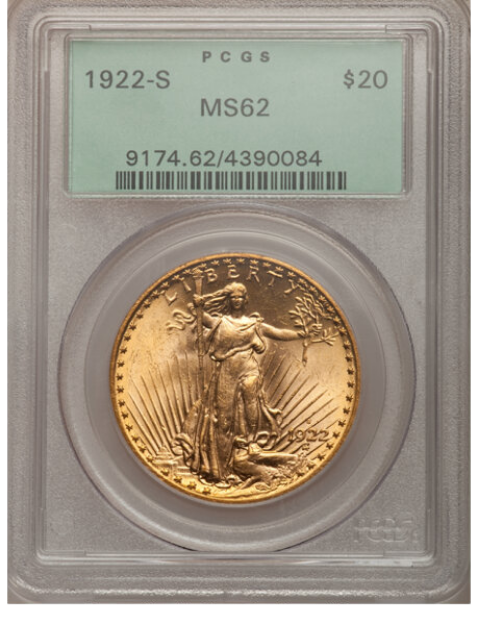 Picture of 1922S $20 St. Gaudens Double Eagle MS62