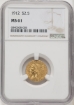 Picture of 1912 $2.50 Indian Head Quarter Eagle MS61