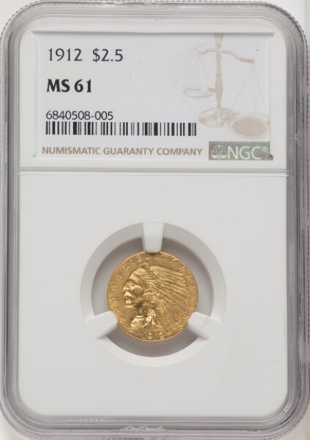 Picture of 1912 $2.50 Indian Head Quarter Eagle MS61