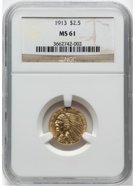Picture of 1913 $2.50 Indian Head Quarter Eagle MS61