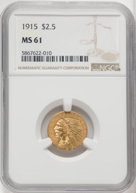 Picture of 1915 $2.50 Indian Head Quarter Eagle MS61