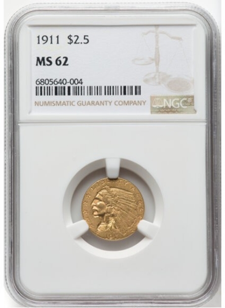 Picture of 1911 $2.50 Indian Head Quarter Eagle MS62