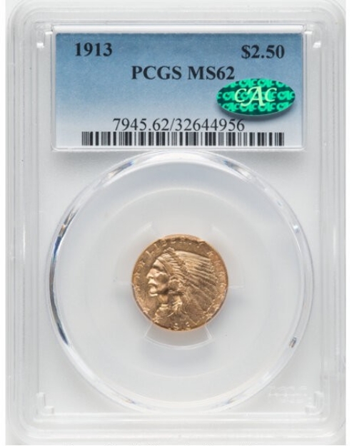Picture of 1913 $2.50 Indian Head Quarter Eagle MS62