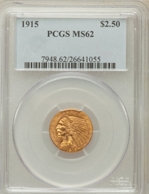 Picture of 1915 $2.50 Indian Head Quarter Eagle MS62